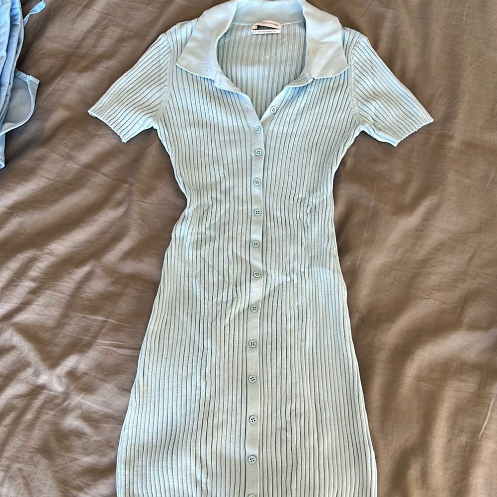 Urban Outfitters baby blue ribbed mini dress
